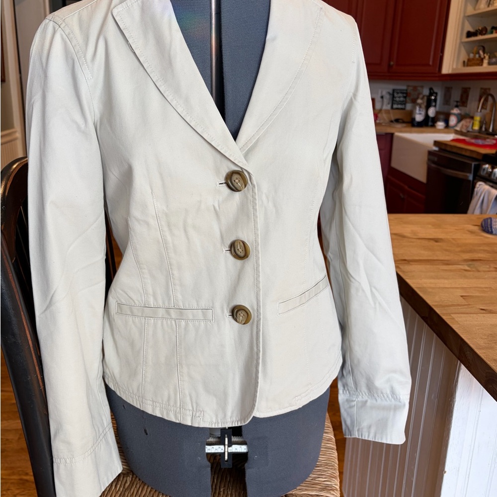 L.L. Bean Women's Beige Blazer with Button Detail